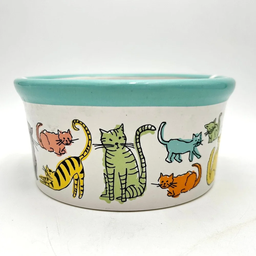 Room Creative Cat Town Ceramic Pet Bowl Dishwasher Safe Microwave Safe